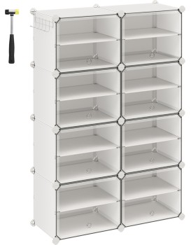 Modulární botník Lux s 8 dvířky čirý/bílý