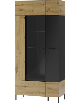 Vitrína Lucas II 12 90 cm dub Artisan/černá