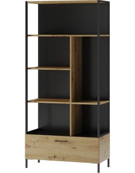 Regál Lucas II 16 90 cm dub Artisan/černý