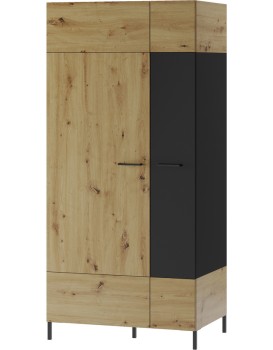 Šatní skříň Lucas 70 90 cm dub Artisan/černá