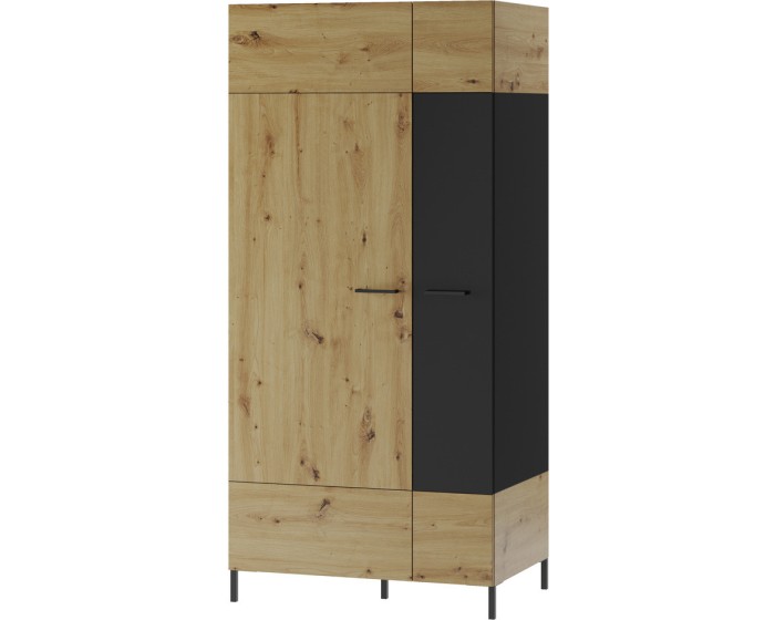 Šatní skříň Lucas 70 90 cm dub Artisan/černá