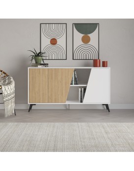 Komoda Houseland FIONA 150 cm bílá/dub safírový