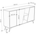 Komoda Houseland FIONA 150 cm bílá/dub safírový