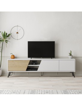 TV stolek Houseland FIONA 180 cm bílý/dub safírový