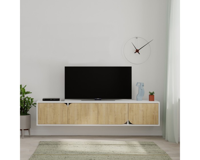 Televizní stolek Houseland Spark bílý/dub safírový