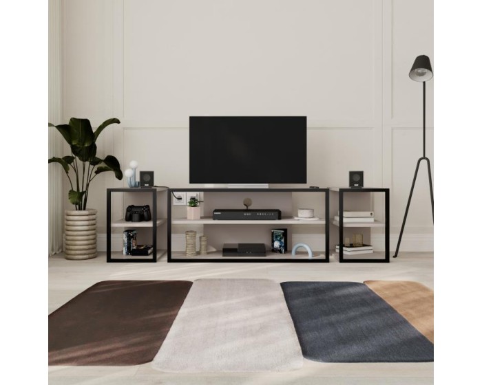 Sada TV stolku + 2 ks bočních stolků Houseland Echo mocha/černá