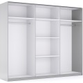 Šatní skříň Megy s posuvnými dveřmi a zrcadlem 250 cm Chinchilla šedá/lesklá šedá