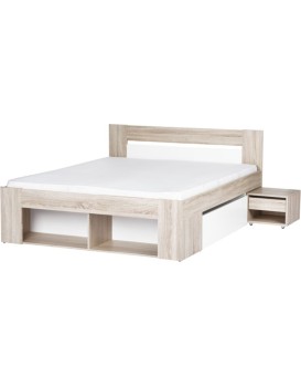 Dvoulůžková postel Milo 09 160/200 s nočními stolky a zásuvkami dub sonoma/bílá