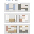 Regál MOBIUS 2D přírodní ořech/nebesky modrá