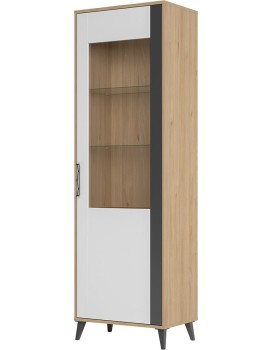 Vitrína Moet 10 65 cm pravá ořech americký Jackson/bílý/grafit