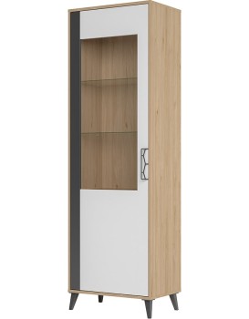 Vitrína Moet 11 65 cm levá ořech americký Jackson/bílý/grafit