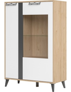 Vitrína Moet 15 90 cm ořech americký Jackson/bílý/grafit