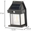 Nástěnná solární LED lampa s pohybovým senzorem Sullivan studená bílá/černá