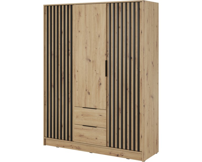 Šatní skříň Nelly 155 cm dub artisan/černá