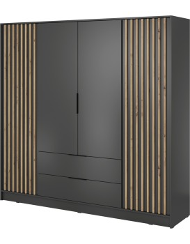 Šatní skříň Nelly 206 cm grafit/dub artisan