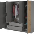 Šatní skříň Nelly 206 cm šedá/dub artisan