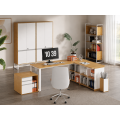Rohový kancelářský stůl s regálem Houseland Nuvia Home 02 160 cm dub/bílý