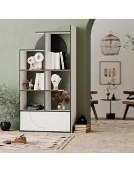 Moderní knihovna Houseland Half bílá/antracitově šedá