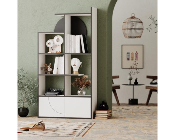 Moderní knihovna Houseland Half bílá/antracitově šedá