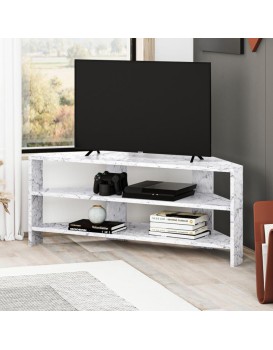 Rohový TV stolek Houseland Thales mramor Carrara