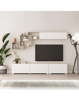 Moderní TV stěna Houseland Free du safírový/bílá