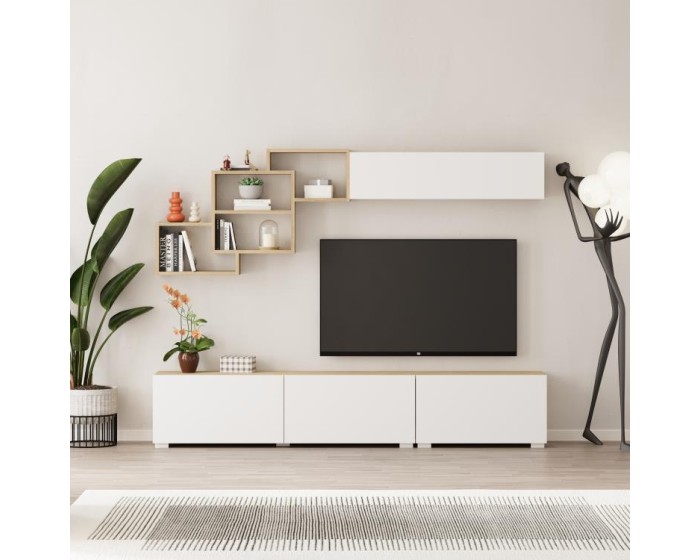 Moderní TV stěna Houseland Free du safírový/bílá