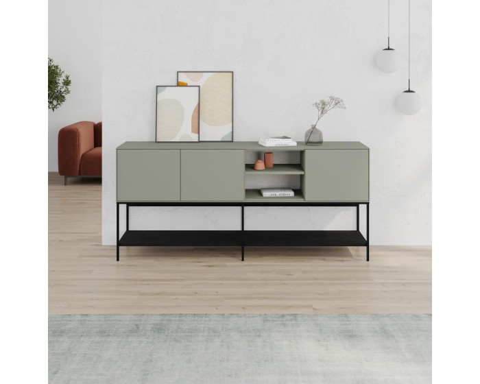 Komoda Houseland Amira 180 cm šedo-zelená