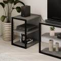Sada TV stolku + 2 ks bočních stolků Houseland Echo retro šedá/černá