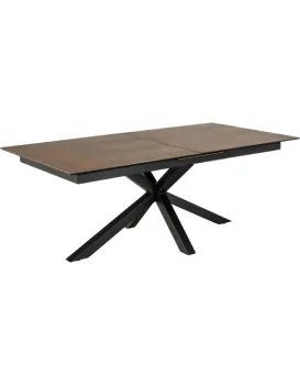 Rozkládací jídelní stůl Irwine 200/240 cm hnědá keramika/černý
