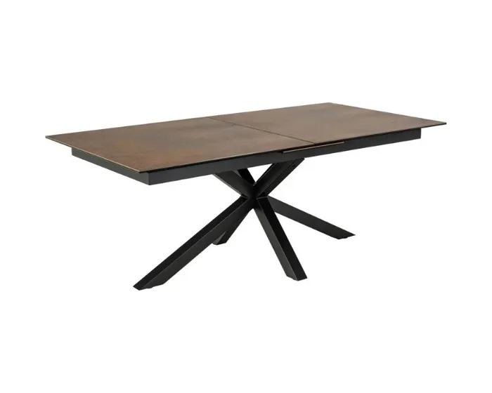 Rozkládací jídelní stůl Irwine 200/240 cm hnědá keramika/černý