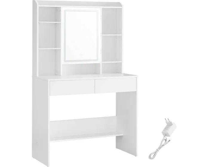 Toaletní stolek Vasagle Berny 90 cm se zrcadlem a LED osvětlením bílý