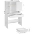 Toaletní stolek Vasagle Berny 90 cm se zrcadlem a LED osvětlením bílý
