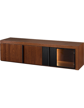 TV stolek Paris II 25 182 cm z masivu s LED osvětlením dub antický/černý