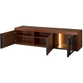 TV stolek Paris II 25 182 cm z masivu s LED osvětlením dub antický/černý
