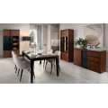 Vitrína Paris II 12 106 cm z masivu s LED osvětlením dub antický/černá