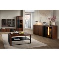 Komoda Paris II 45 182 cm z masivu s LED osvětlením dub antický/černá
