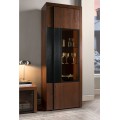 Vitrína Paris II 10 75 cm z masivu s LED osvětlením dub antický/černá