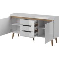 Komoda Nordi 160 cm s šuplíky bílá/dub Riviéra