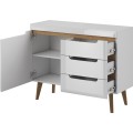 Komoda Nordi 107 cm s šuplíky bílá/dub Riviéra