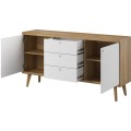Komoda Primo 160 cm s šuplíky dub Riviéra/bílá