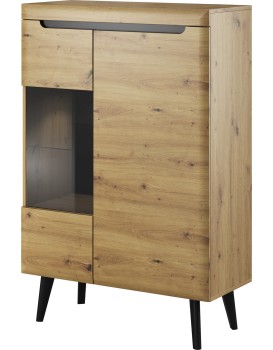 Vitrína Nordi 90 cm černá/dub artisan