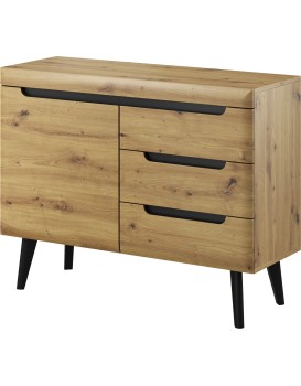 Komoda Nordi 107 cm s šuplíky černá/dub artisan
