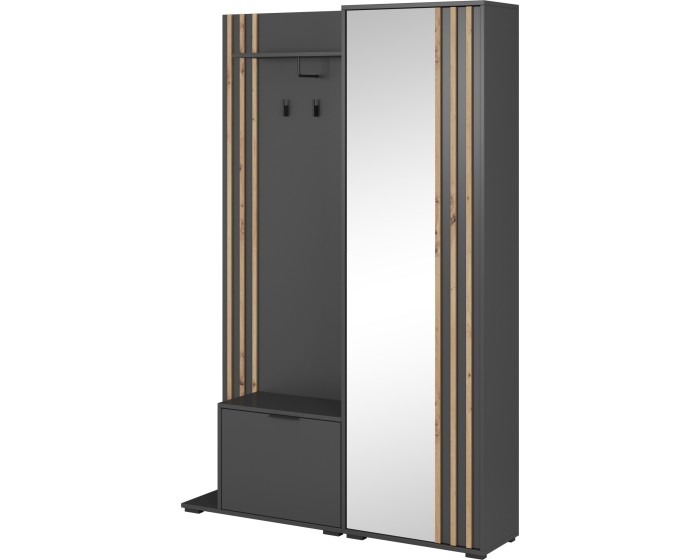 Předsíňová stěna Nelly 131 cm grafit/dub artisan