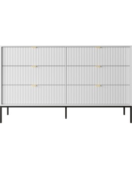 Komoda Nova 154 cm se zásuvkami bílá/černá