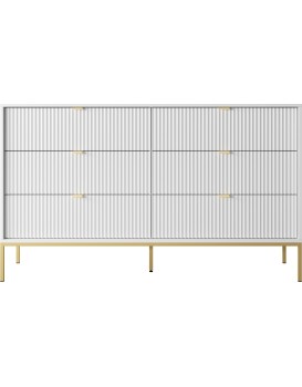Komoda Nova 154 cm se zásuvkami bílá/zlatá