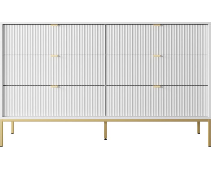 Komoda Nova 154 cm se zásuvkami bílá/zlatá
