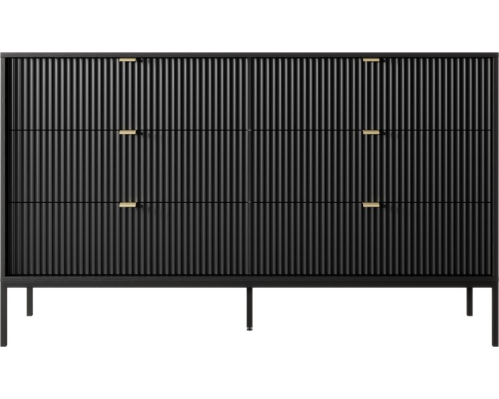 Komoda Nova 154 cm se zásuvkami černá/černý rám