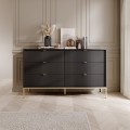Komoda Nova 154 cm se zásuvkami černá/zlatá