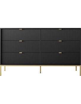Komoda Nova 154 cm se zásuvkami černá/zlatá