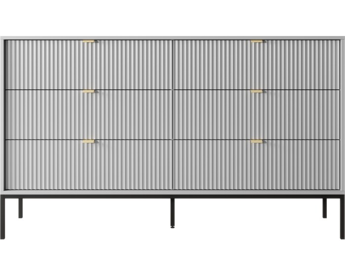 Komoda Nova 154 cm se zásuvkami šedá/černá